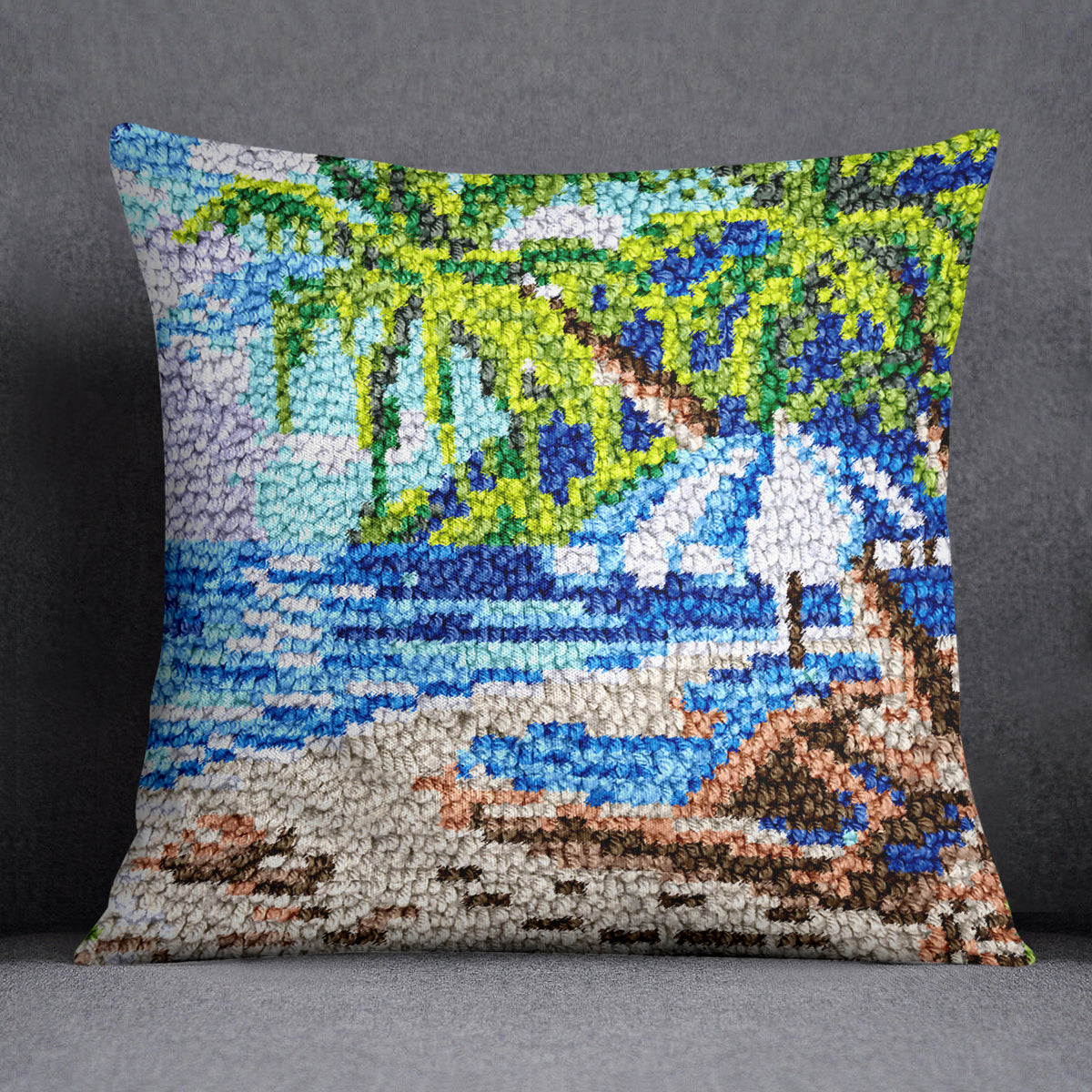 Tropical Serenity: Beach Haven - Latch Hook Pillow Kit