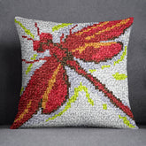 Vibrant Dragonfly Embroidery - Latch Hook Pillow Kit