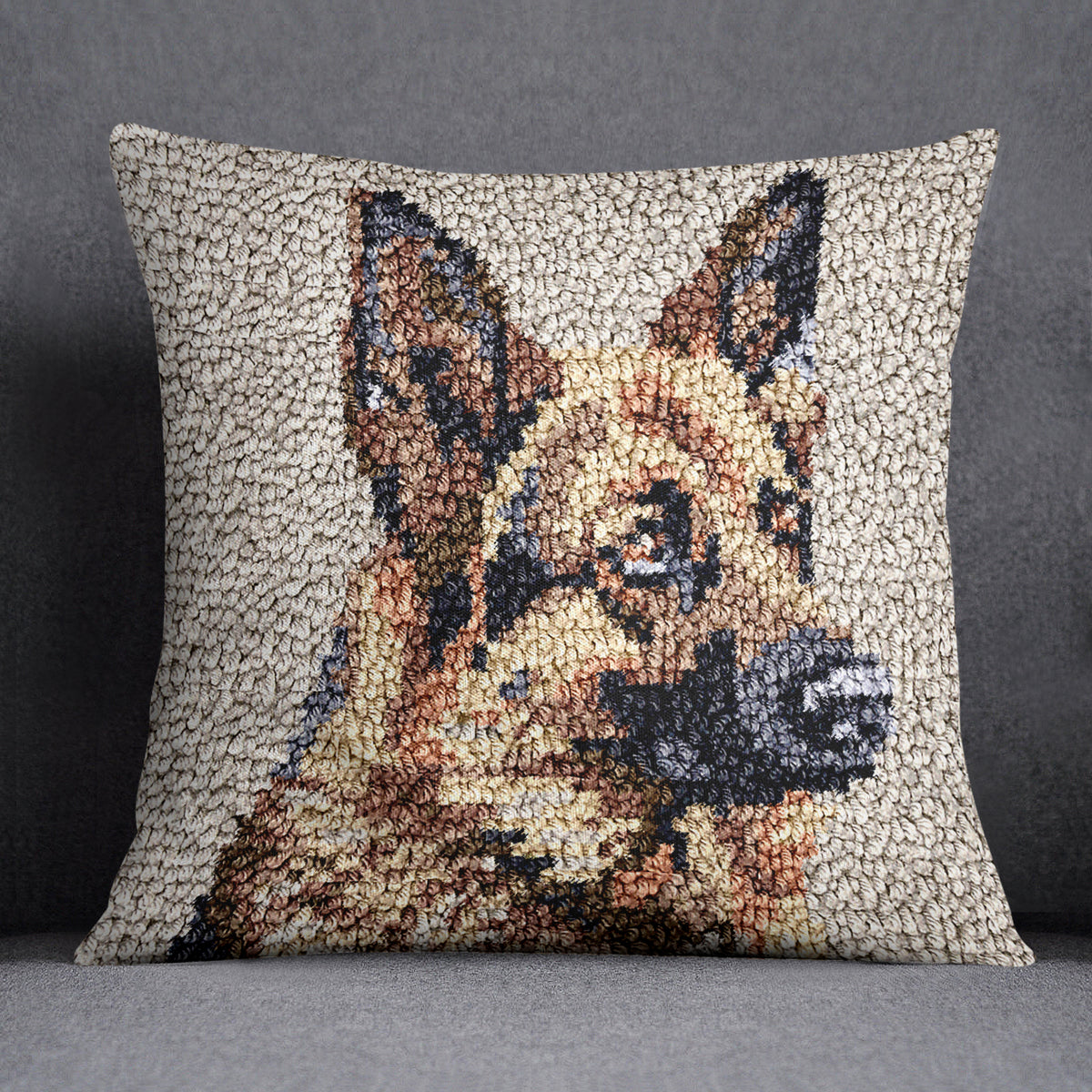 Majestic German Shepherd - Latch Hook Pillow Kit