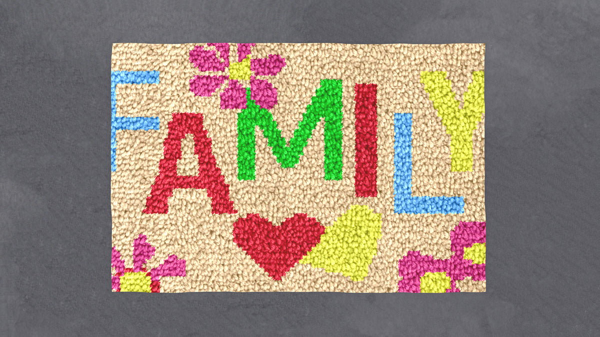 Whimsical Family Welcome Mat - Latch Hook Rug Kit