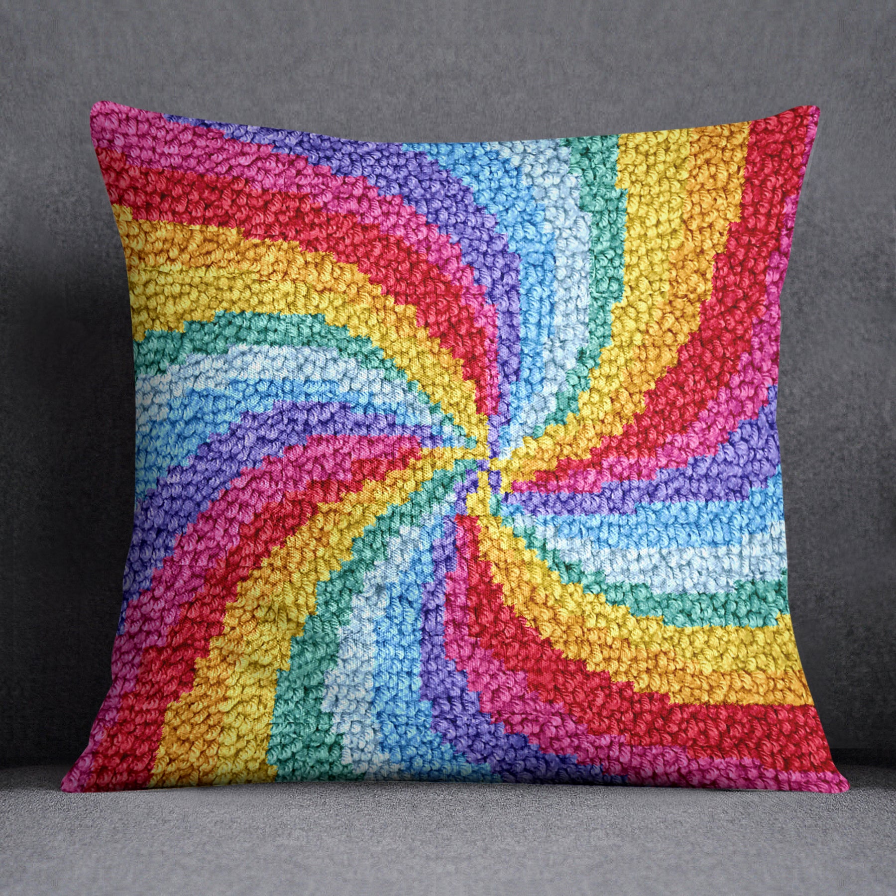 Vibrant Swirl of Colors - Latch Hook Pillow Kit