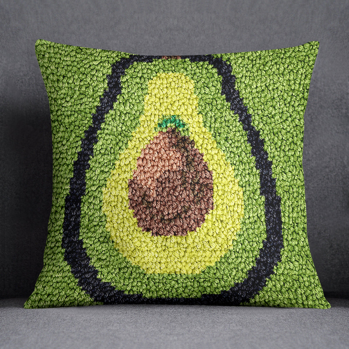 Whimsical Avocado Delight - Latch Hook Pillow Kit