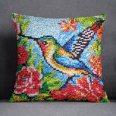 Vibrant Hummingbird Paradise - Latch Hook Pillow Kit