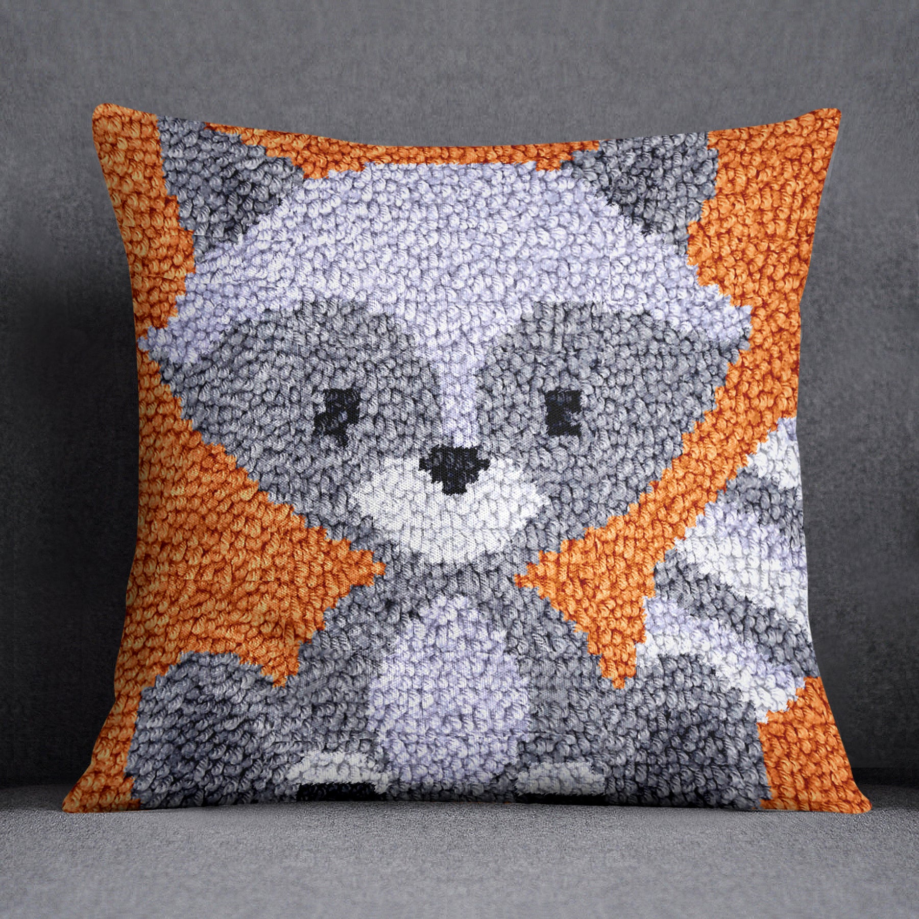 Playful Raccoon - Latch Hook Pillow Kit