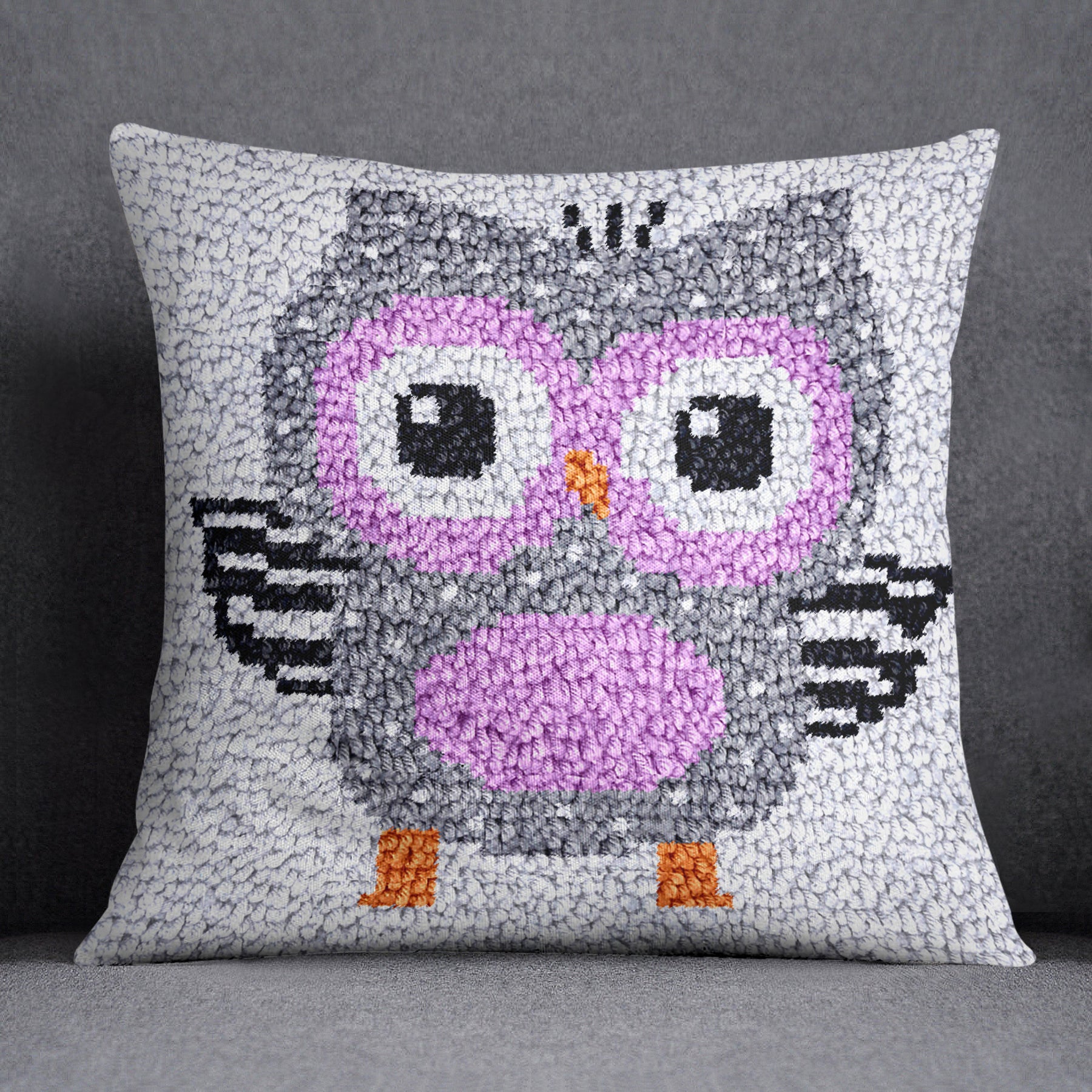 Charming Owl Delight - Latch Hook Pillow Kit