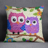 Charming Owls in Harmony - Latch Hook Pillow Kit