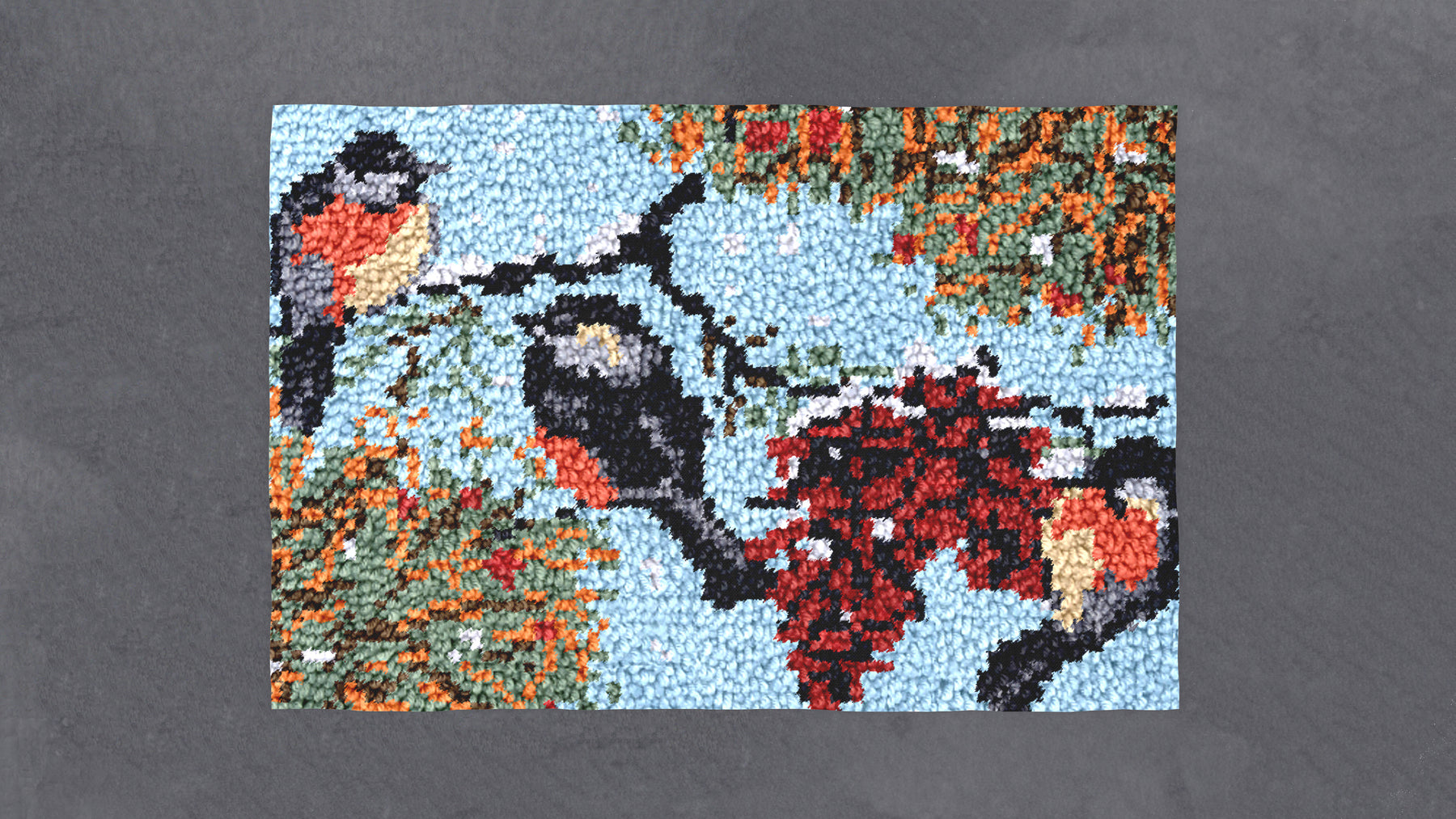 Charming Birds in Vibrant Nature - Latch Hook Rug Kit