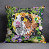 Charming Guinea Pig in a Floral Meadow - Latch Hook Pillow Kit