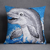 Joyful Dolphin Splash - Latch Hook Pillow Kit