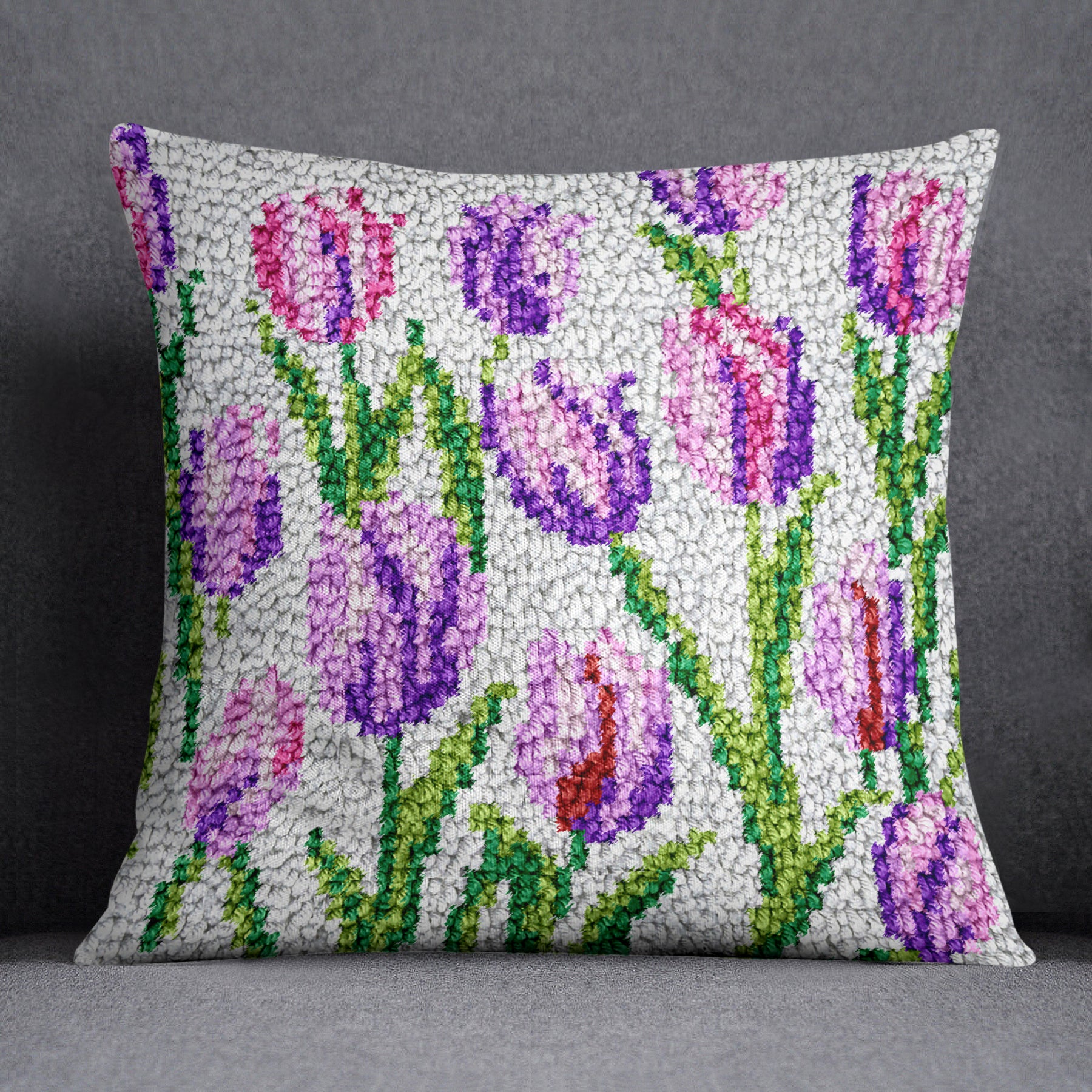 Whimsical Tulip Garden - Latch Hook Pillow Kit