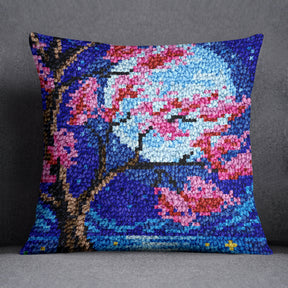 Moonlit Cherry Blossoms - Latch Hook Pillow Kit