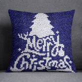 Festive Blue Christmas Welcome Mat - Latch Hook Pillow Kit