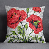 Vibrant Poppy Blossoms - Latch Hook Pillow Kit