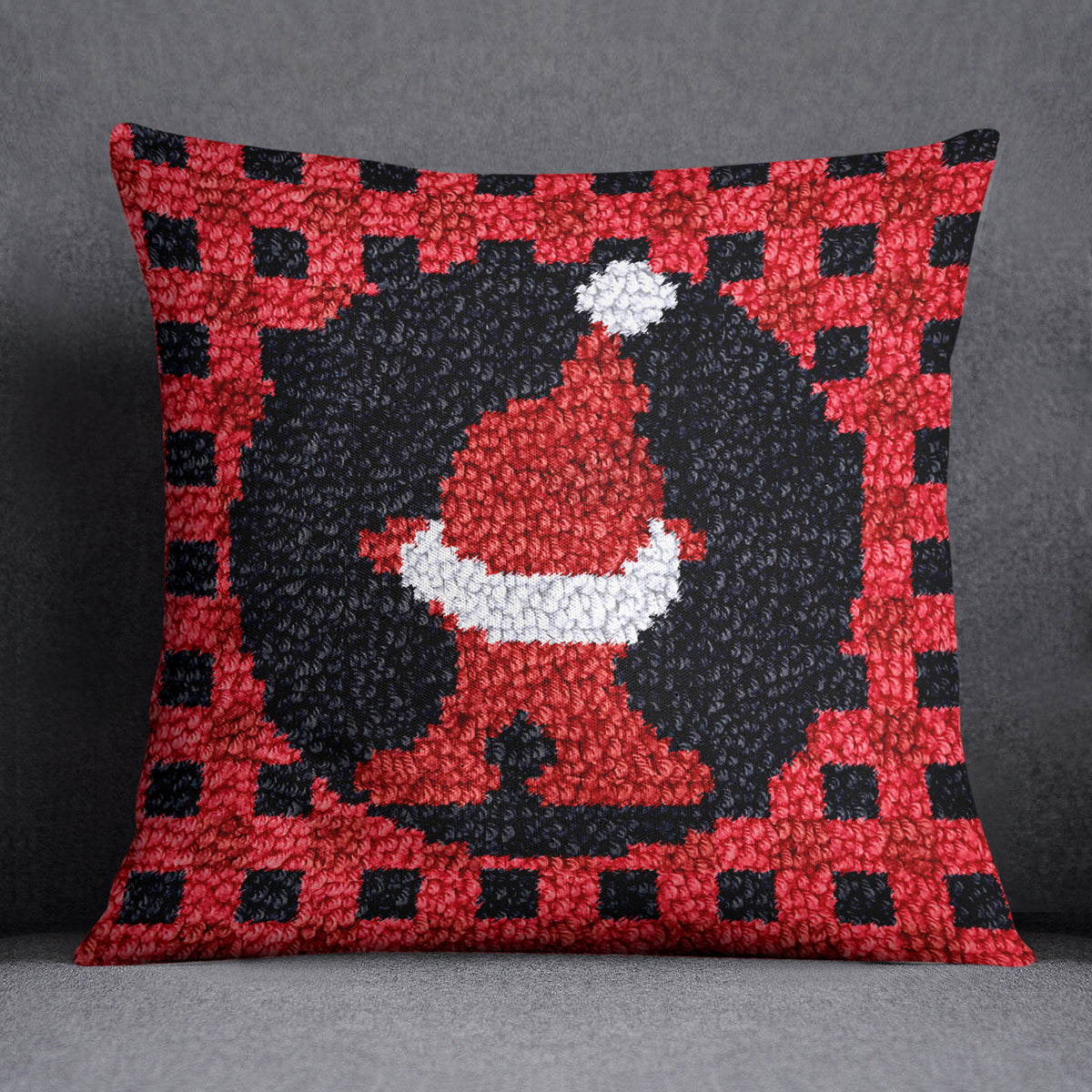 Festive Santa Patch - Latch Hook Pillow Kit