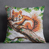 Squirrel in Serenity - A Cozy Nature Scene - Latch Hook Pillow Kit