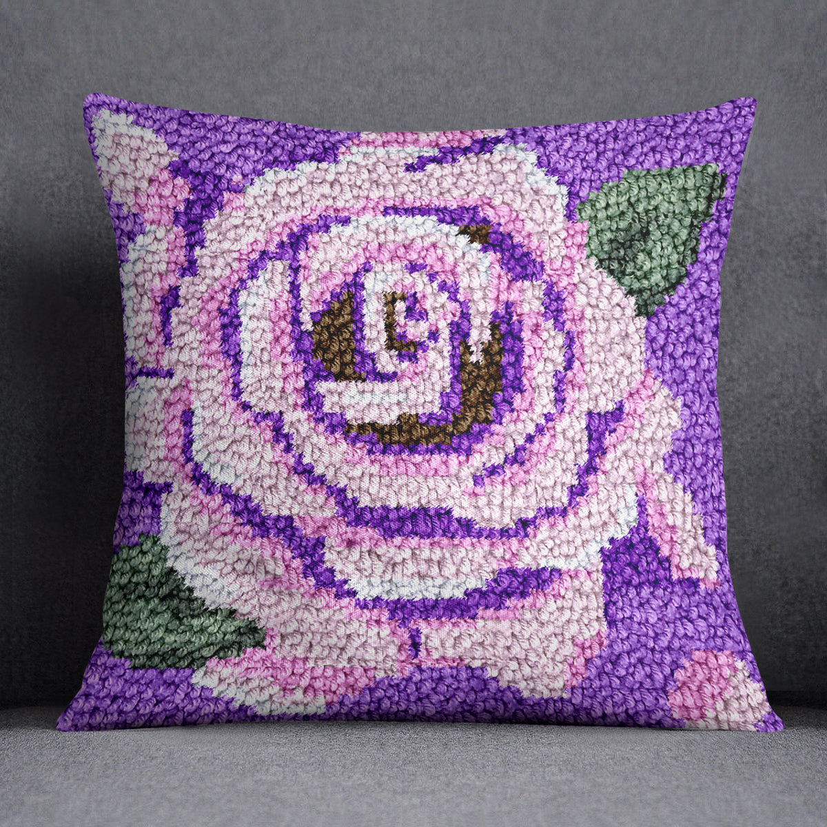 Elegant Lavender Rose - Latch Hook Pillow Kit