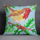 Charming Robin on a Winter Branch - Latch Hook Pillow Kit