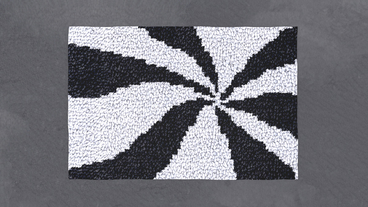 Monochrome Swirl Elegance - Latch Hook Rug Kit