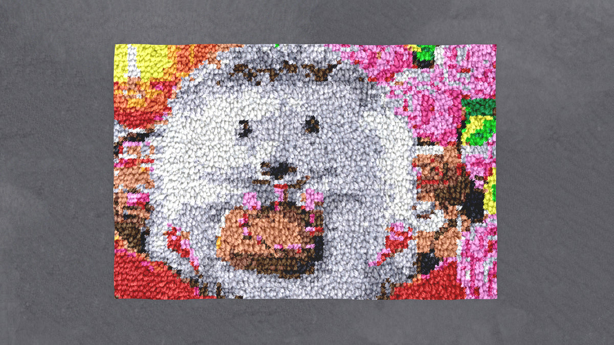 Whimsical Puffball Pup - Latch Hook Rug Kit