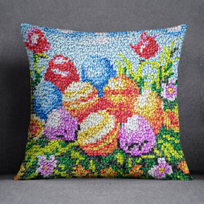 Whimsical Easter Egg Garden - Latch Hook Pillow Kit