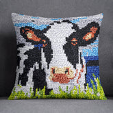 Cheerful Cow Portrait - Latch Hook Pillow Kit