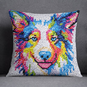 Colorful Canine Portrait - Latch Hook Pillow Kit