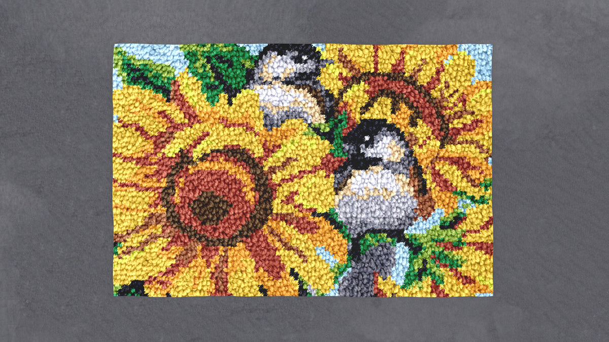 Cheerful Sunflowers and Birds - Latch Hook Rug Kit