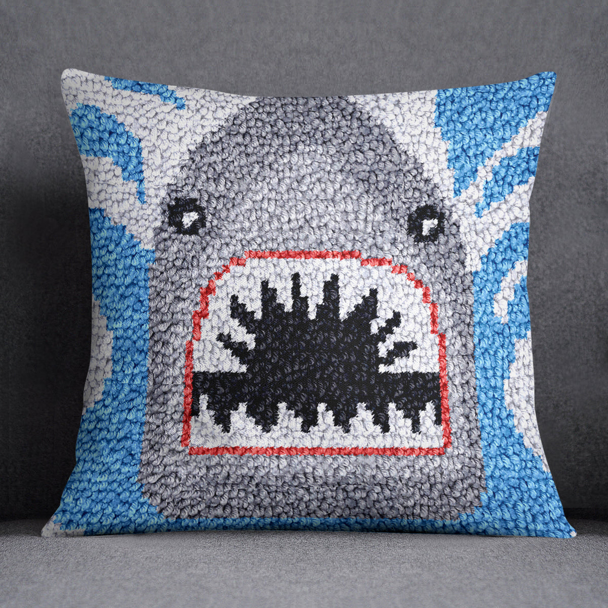 Fierce Shark Encounter - Latch Hook Pillow Kit