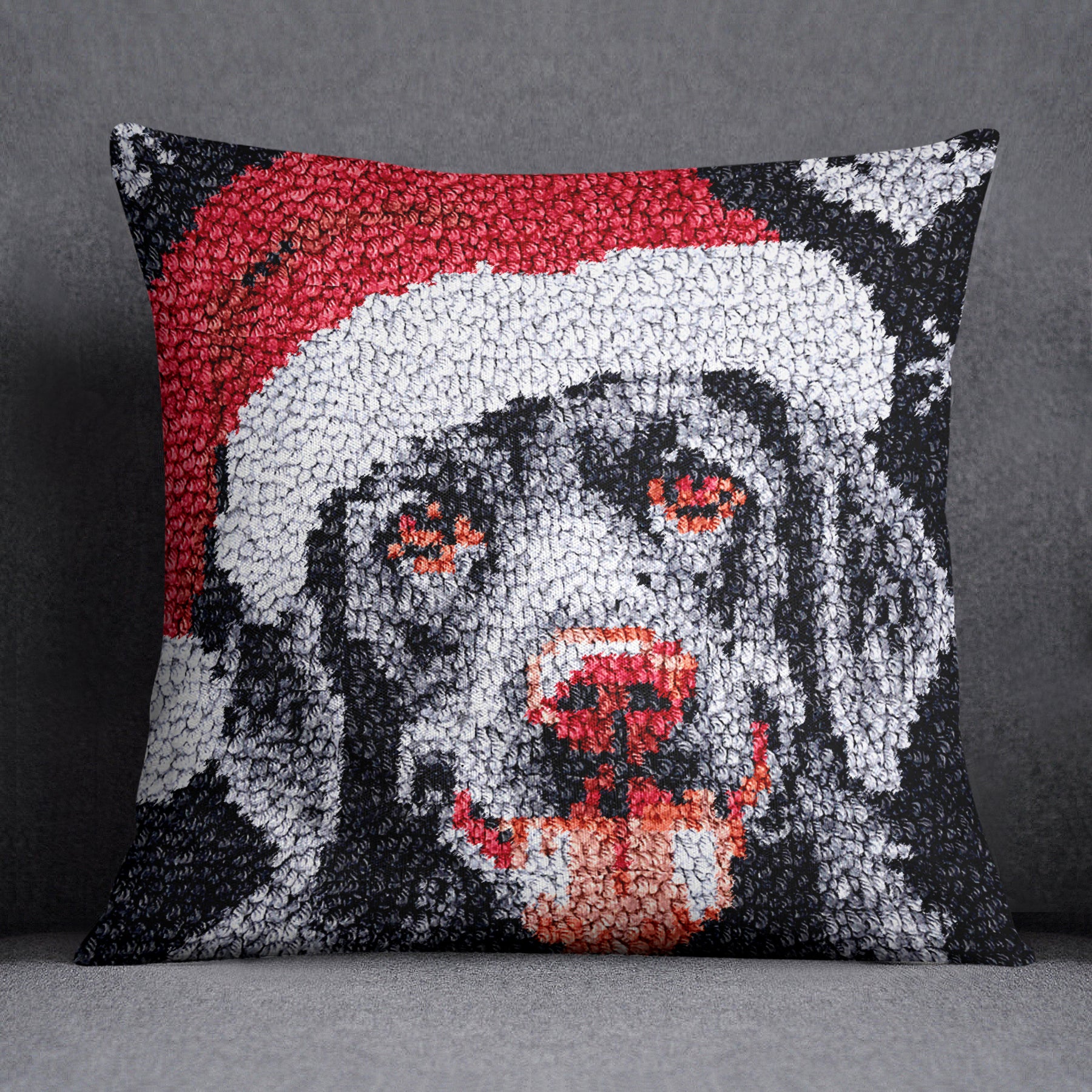 Festive Canine Delight - Latch Hook Pillow Kit