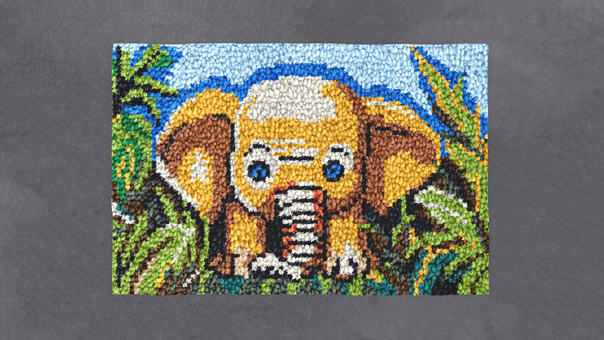 Playful Jungle Elephant - Latch Hook Rug Kit