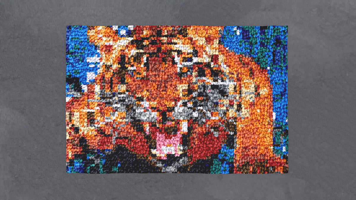 Fierce Majesty: The Roaring Tiger - Latch Hook Rug Kit