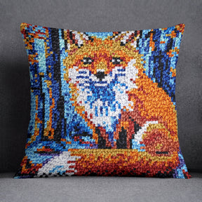 Vibrant Fox in Autumn Forest - Latch Hook Pillow Kit