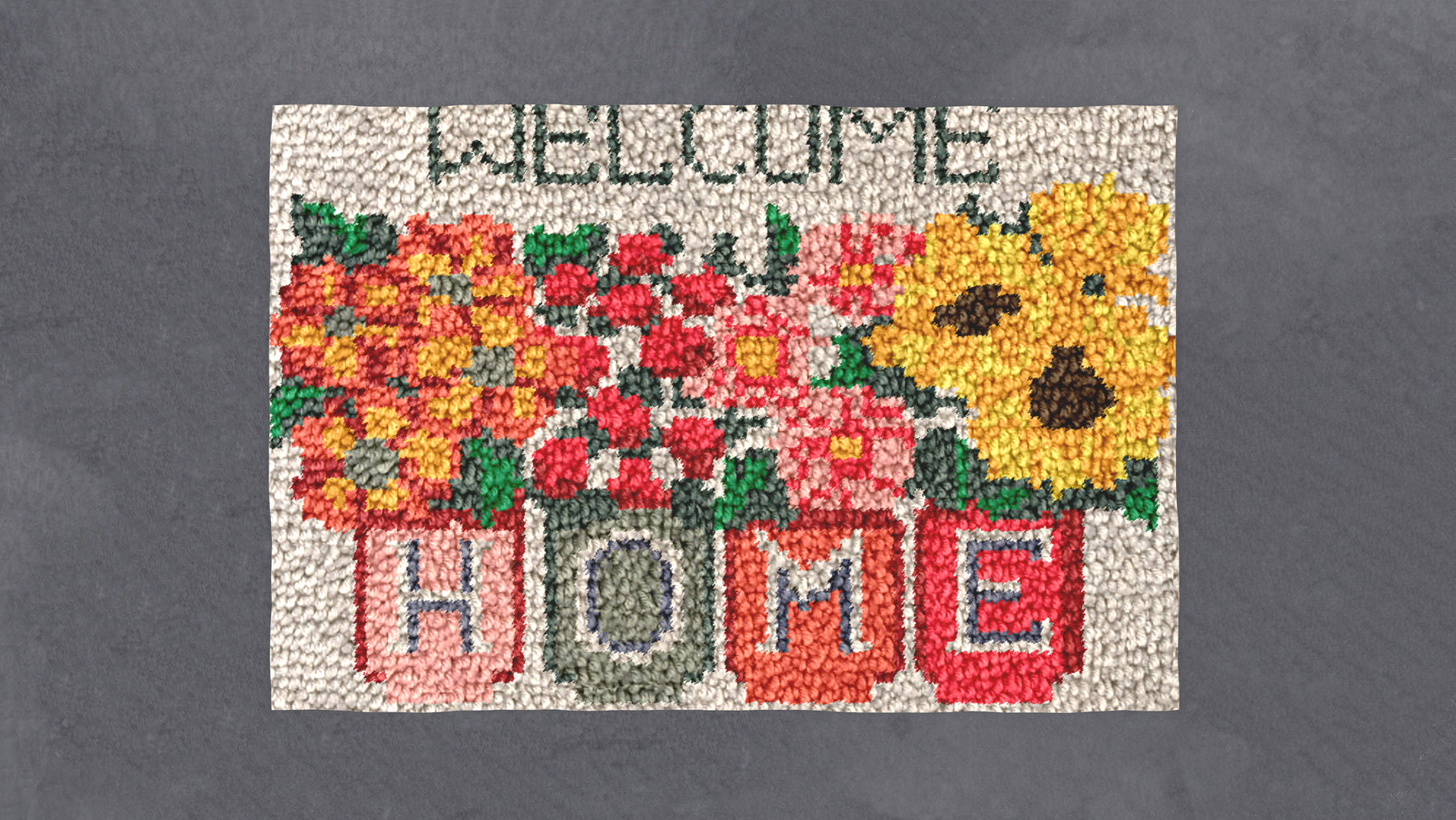 Floral Welcome Mat - Latch Hook Rug Kit