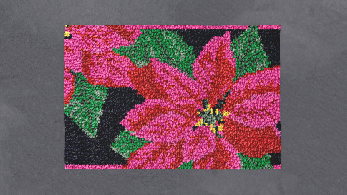 Vibrant Poinsettia Art - Latch Hook Rug Kit