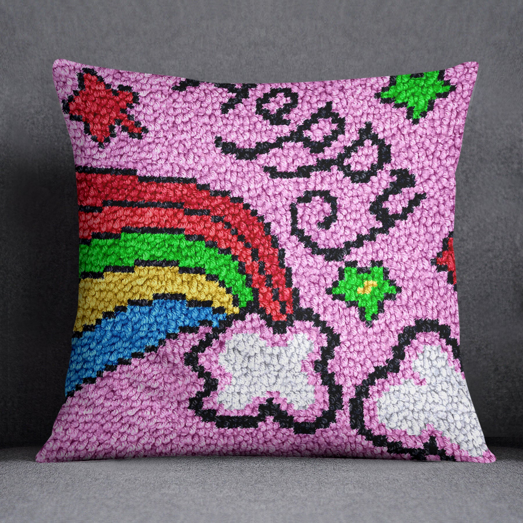 Rainbow Happiness - Latch Hook Pillow Kit