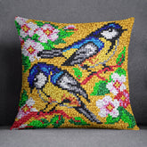 Charming Bluebirds on Vibrant Canvas - Latch Hook Pillow Kit