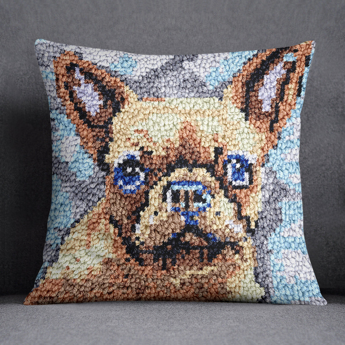 Charming French Bulldog Portrait - Latch Hook Pillow Kit