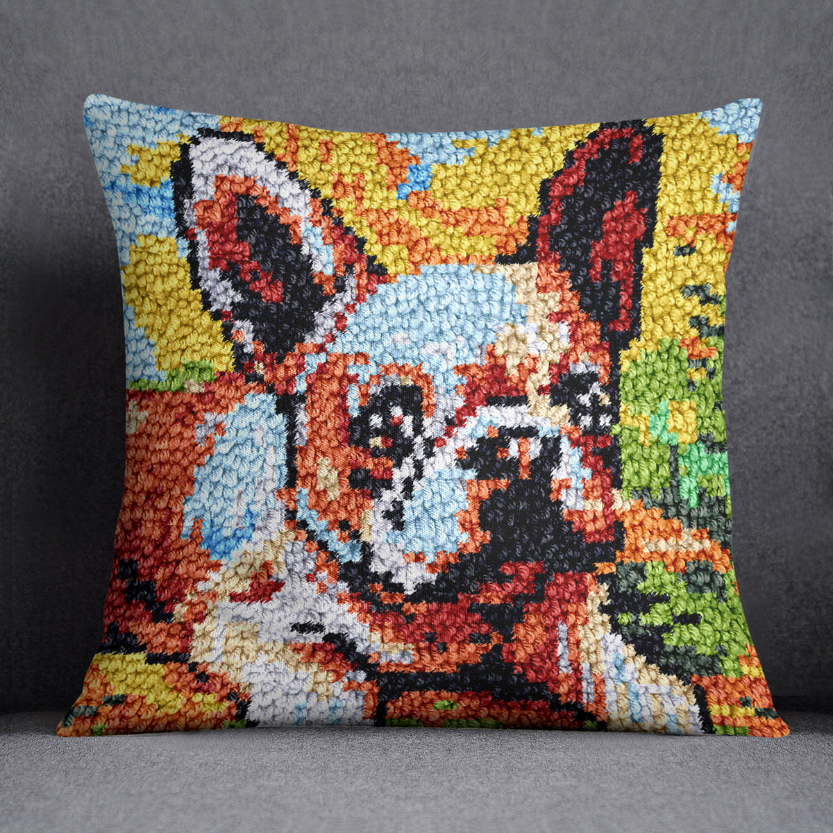 Charming French Bulldog - Latch Hook Pillow Kit