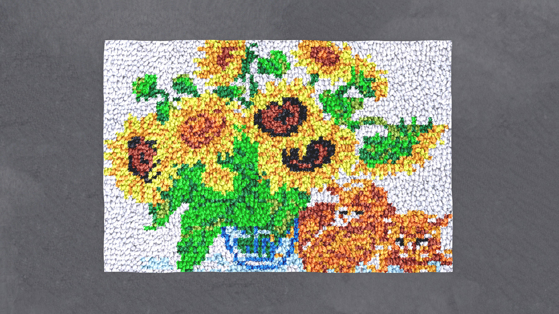 Vibrant Sunflower Bouquet - Latch Hook Rug Kit