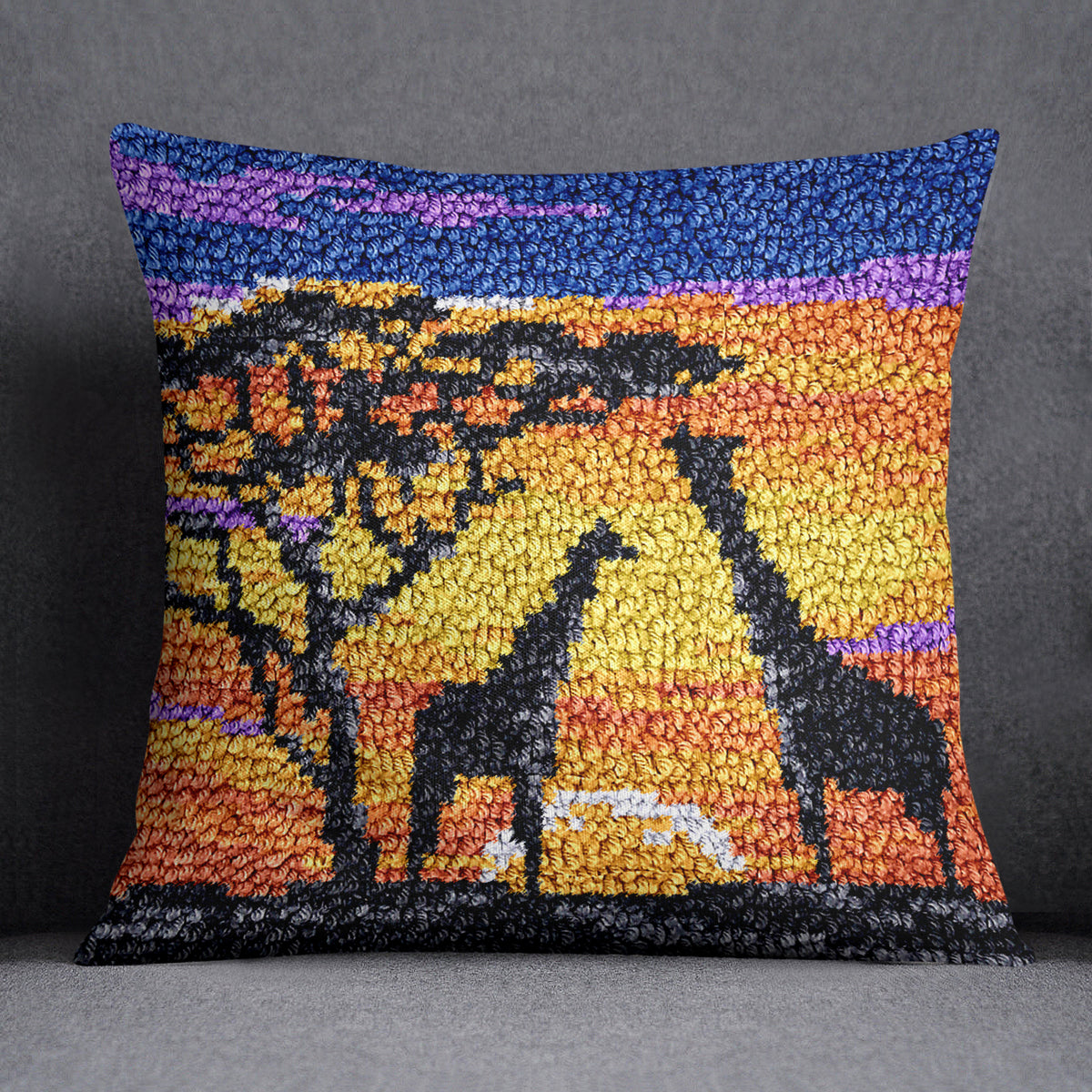 Silhouetted Serengeti - Latch Hook Pillow Kit