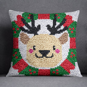 Joyful Holiday Reindeer - Latch Hook Pillow Kit