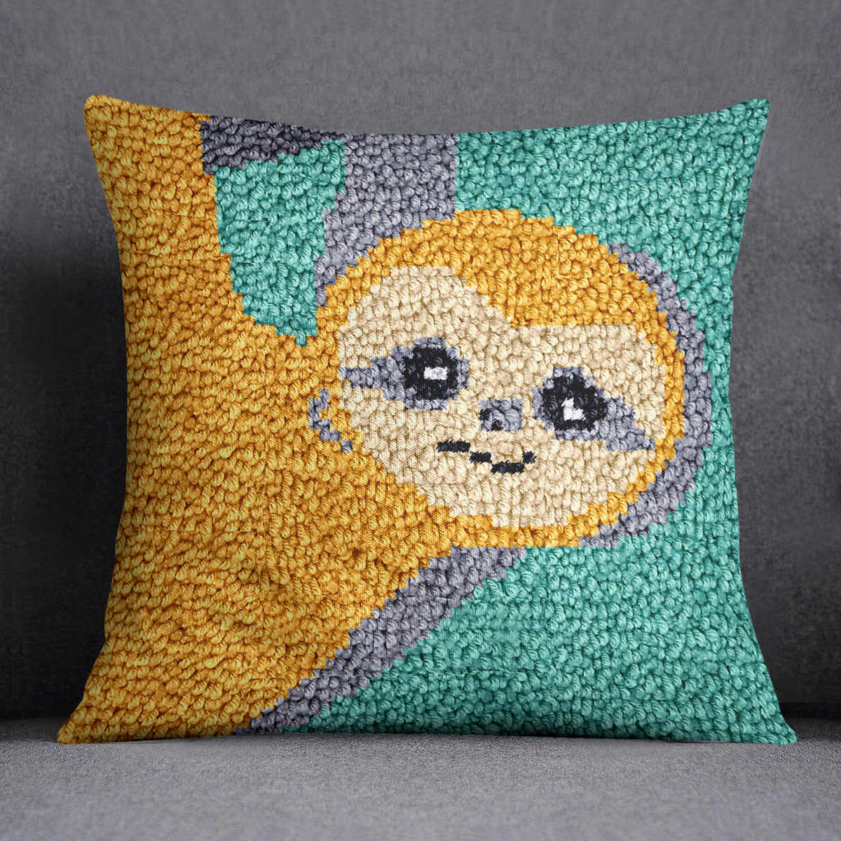 Charming Sloth Charm - Latch Hook Pillow Kit