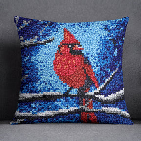 Cardinal in Winter - Latch Hook Pillow Kit