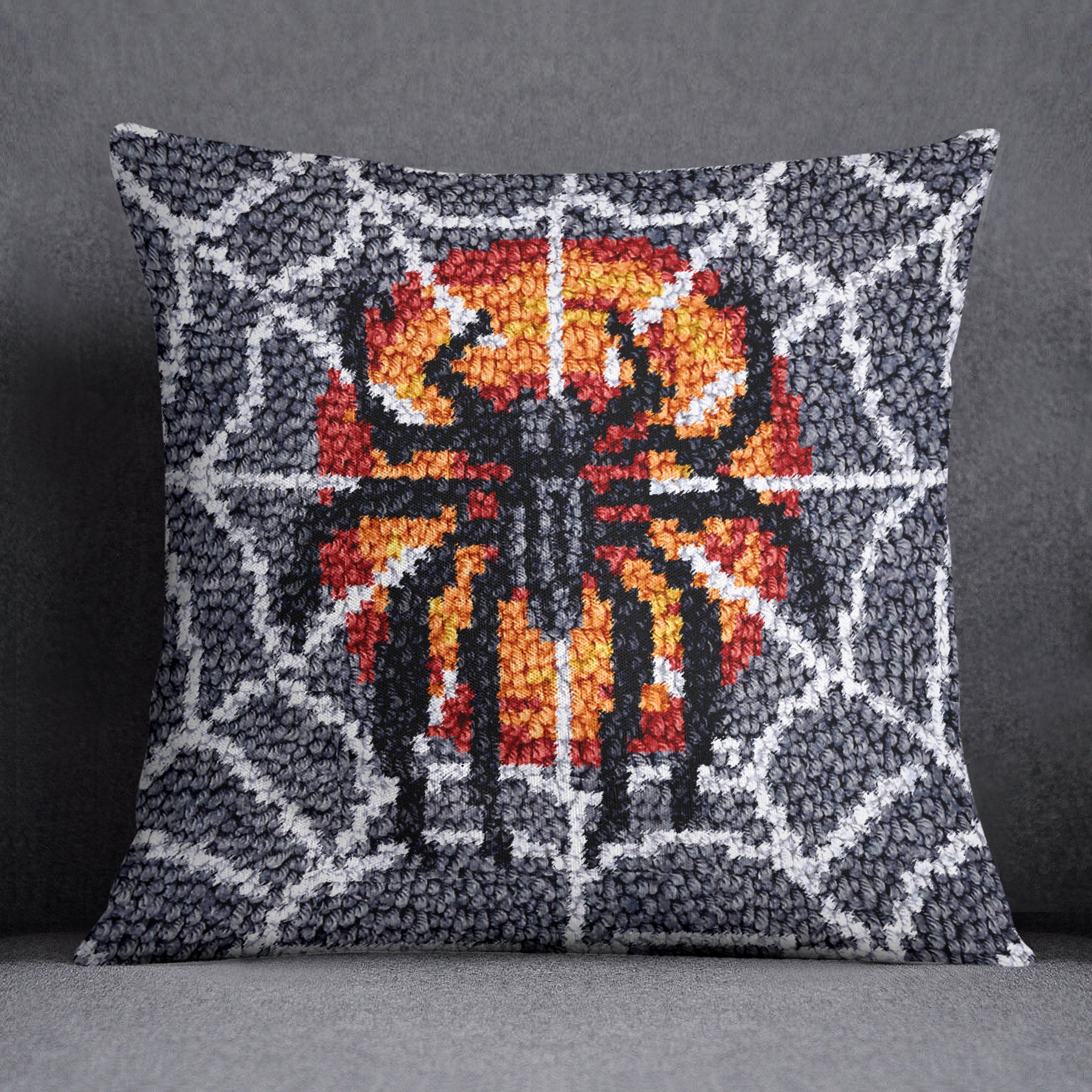 Spooky Spider Web Tapestry - Latch Hook Pillow Kit