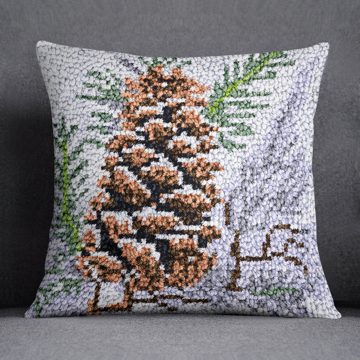 Whimsical Pine Cone - Latch Hook Pillow Kit