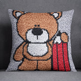 Charming Teddy Bear with Candies - Latch Hook Pillow Kit