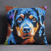 Vibrant Rottweiler Portrait - Latch Hook Pillow Kit