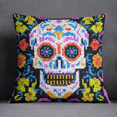 Colorful Day of the Dead Skull - Latch Hook Pillow Kit