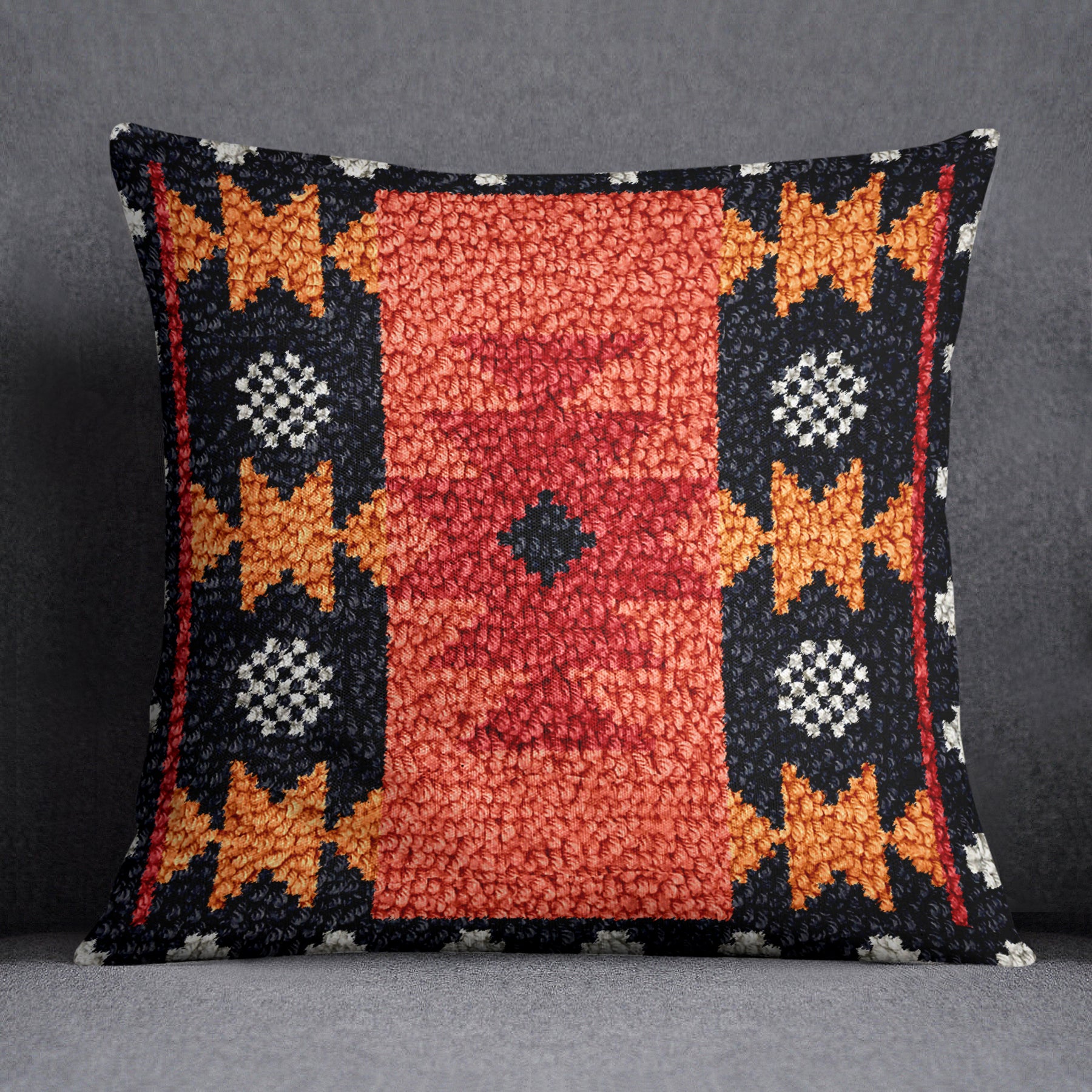 Vibrant Geometric Tapestry - Latch Hook Pillow Kit