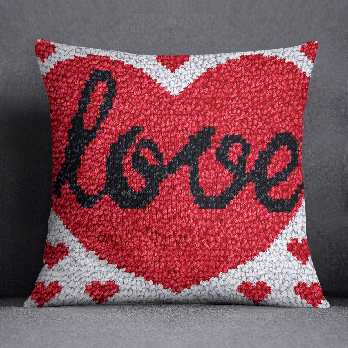 Heartfelt Love - Latch Hook Pillow Kit